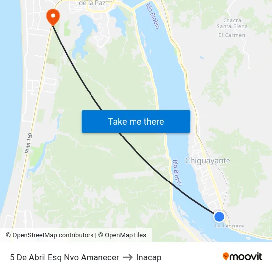 5 De Abril Esq Nvo Amanecer to Inacap map