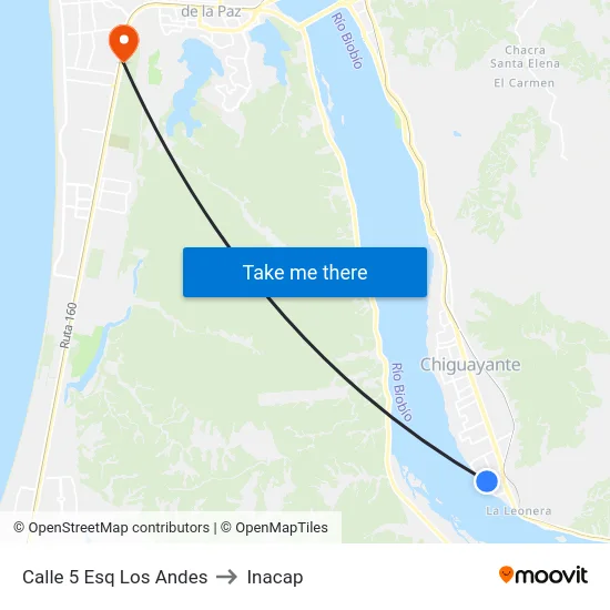 Calle 5 Esq Los Andes to Inacap map