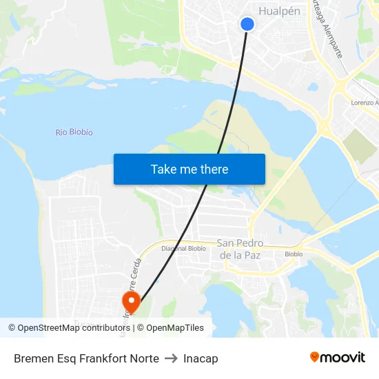 Bremen Esq Frankfort  Norte to Inacap map