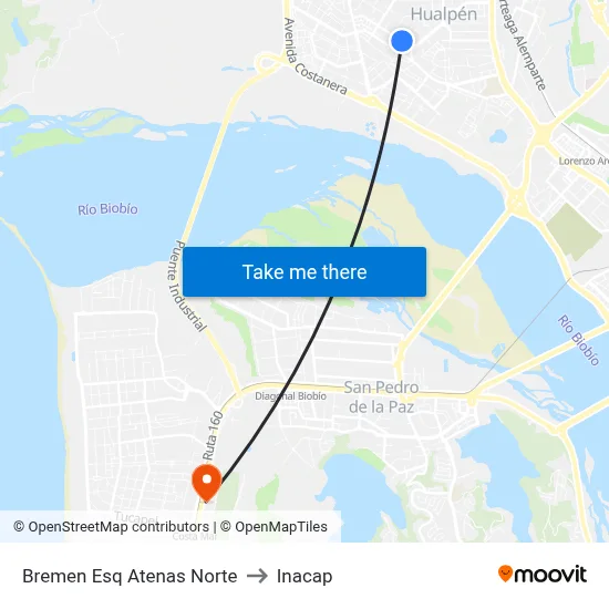 Bremen Esq Atenas  Norte to Inacap map