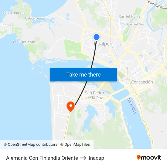 Alemania Con Finlandia  Oriente to Inacap map