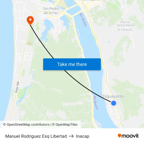 Manuel Rodriguez Esq Libertad to Inacap map