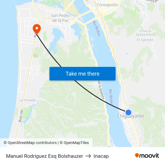 Manuel Rodriguez Esq Bolshauzer to Inacap map