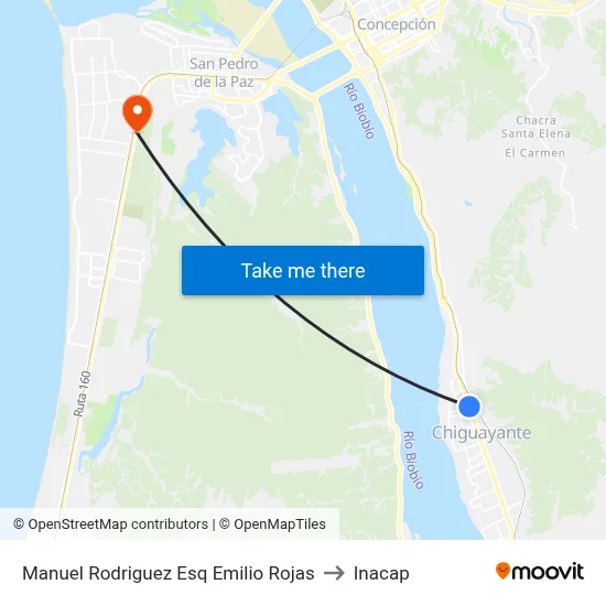Manuel Rodriguez Esq Emilio Rojas to Inacap map