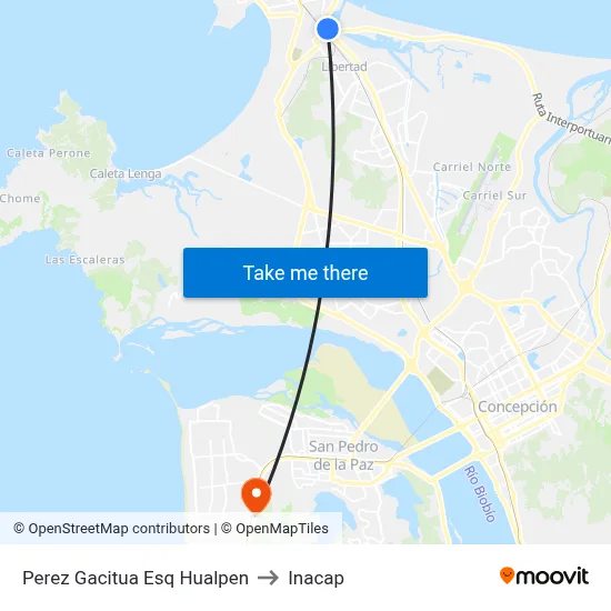 Perez Gacitua Esq Hualpen to Inacap map
