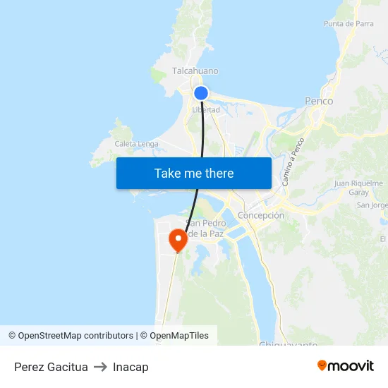 Perez Gacitua to Inacap map