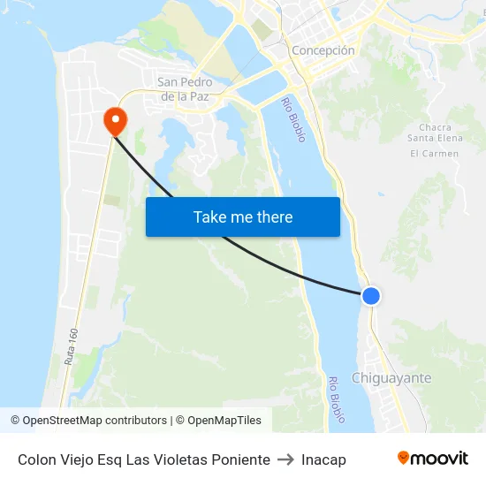 Colon Viejo Esq Las Violetas  Poniente to Inacap map