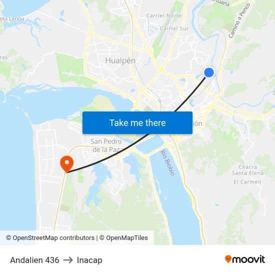 Andalien 436 to Inacap map