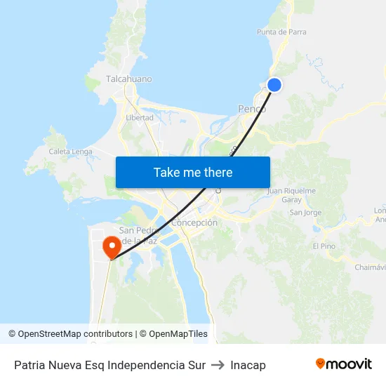Patria Nueva Esq Independencia  Sur to Inacap map