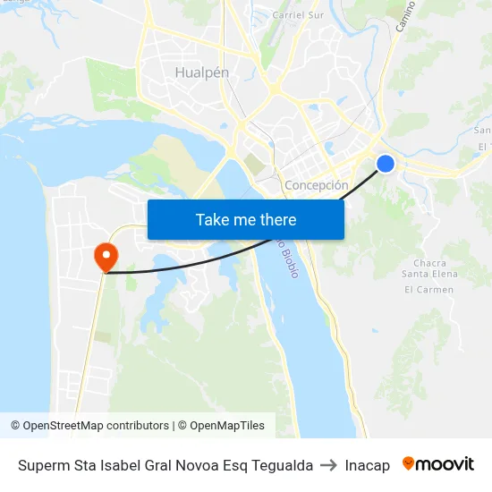 Superm Sta Isabel  Gral Novoa Esq Tegualda to Inacap map