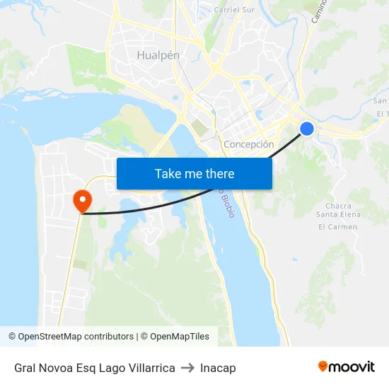 Gral Novoa Esq Lago Villarrica to Inacap map