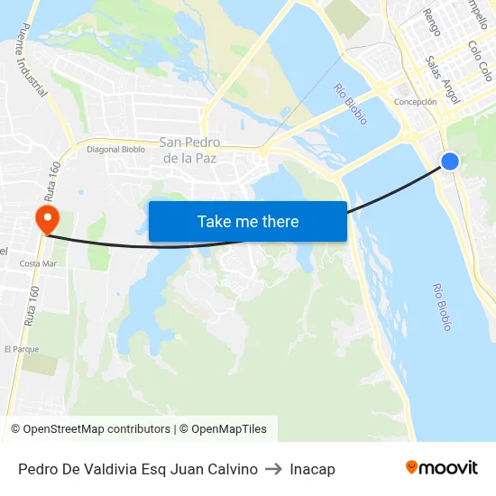 Pedro De Valdivia Esq Juan Calvino to Inacap map