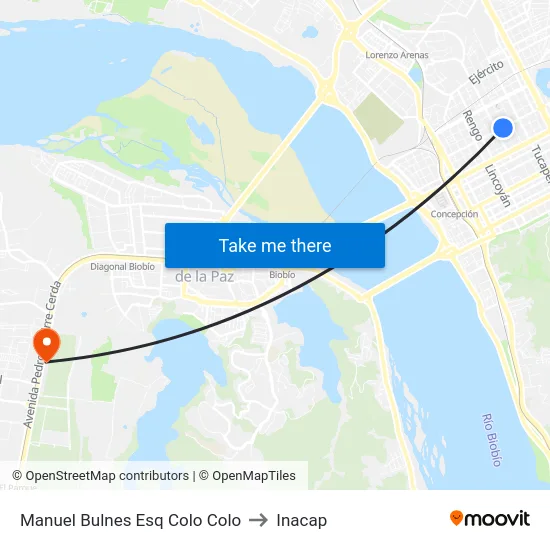 Manuel Bulnes Esq Colo Colo to Inacap map