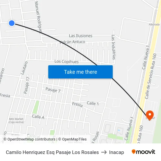 Camilo Henriquez Esq Pasaje Los Rosales to Inacap map