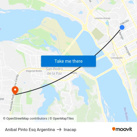 Anibal Pinto Esq Argentina to Inacap map