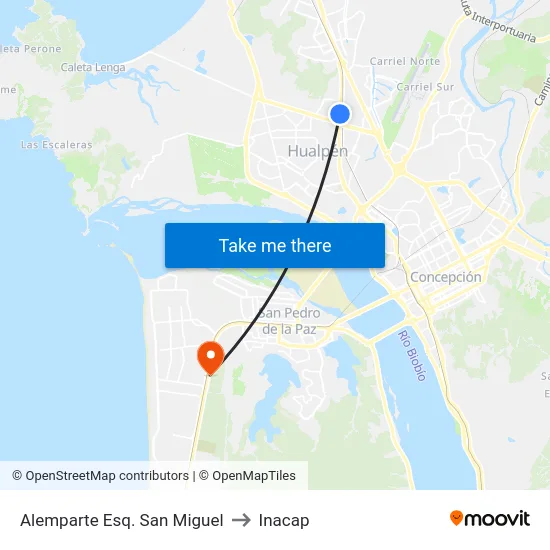 Alemparte Esq. San Miguel to Inacap map