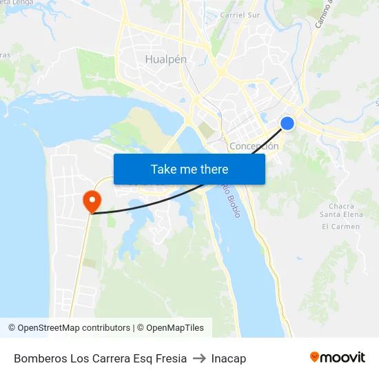 Bomberos  Los Carrera Esq Fresia to Inacap map