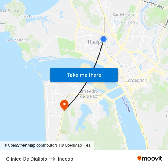 Clinica De Dialisis to Inacap map