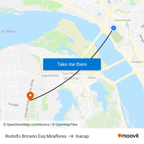 Rodolfo Briceno Esq Miraflores to Inacap map