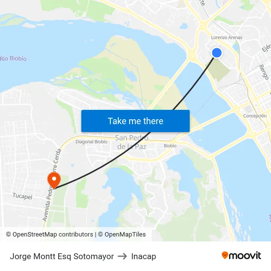 Jorge Montt Esq Sotomayor to Inacap map