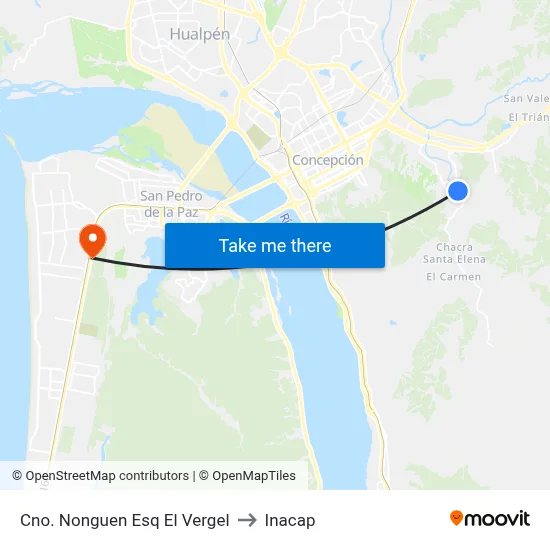 Cno. Nonguen Esq El Vergel to Inacap map