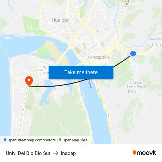 Univ. Del Bio Bio  Sur to Inacap map