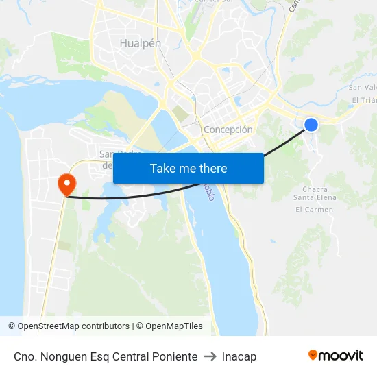Cno. Nonguen Esq Central  Poniente to Inacap map
