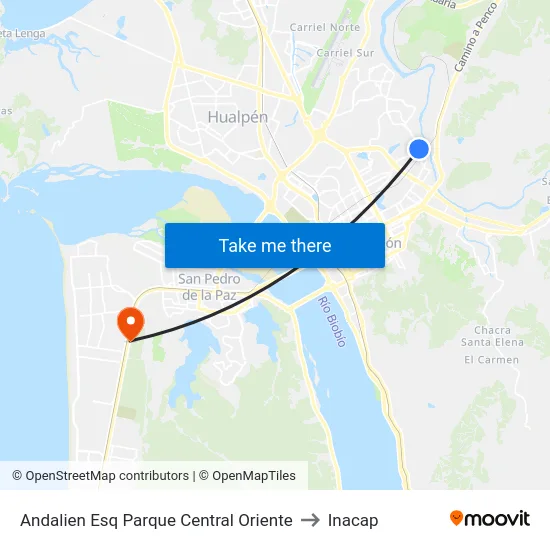 Andalien Esq Parque Central  Oriente to Inacap map