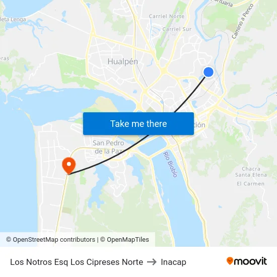 Los Notros Esq Los Cipreses  Norte to Inacap map