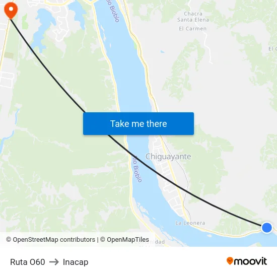 Ruta O60 to Inacap map