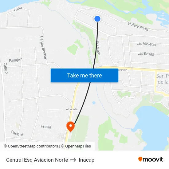 Central Esq Aviacion  Norte to Inacap map