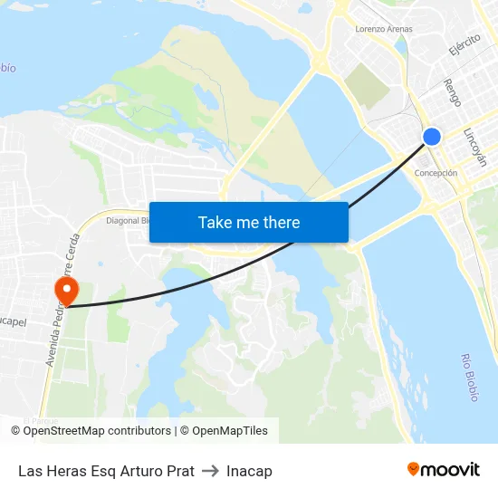 Las Heras Esq Arturo Prat to Inacap map