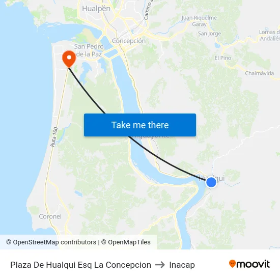 Plaza De Hualqui Esq La Concepcion to Inacap map