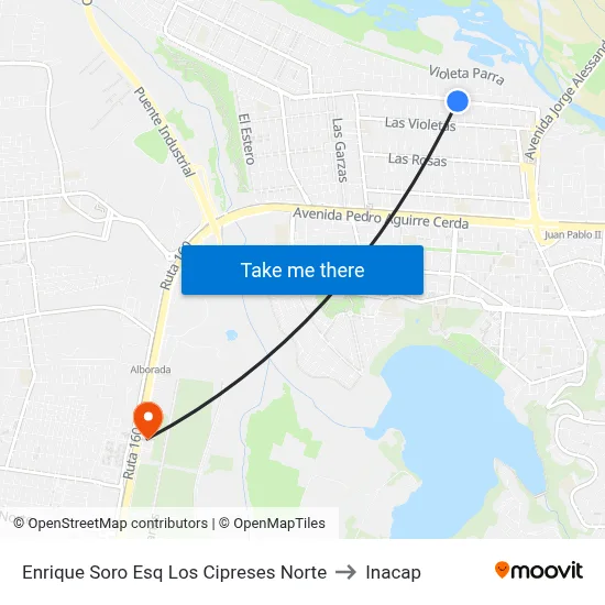 Enrique Soro Esq Los Cipreses  Norte to Inacap map