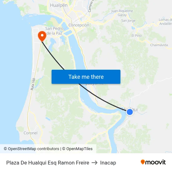 Plaza De Hualqui Esq Ramon Freire to Inacap map