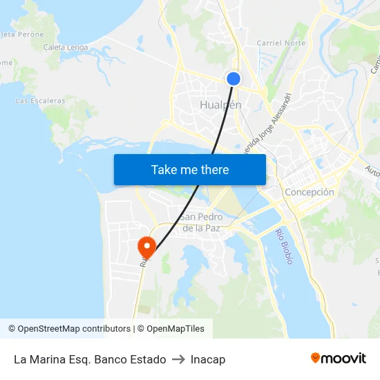 La Marina Esq. Banco Estado to Inacap map