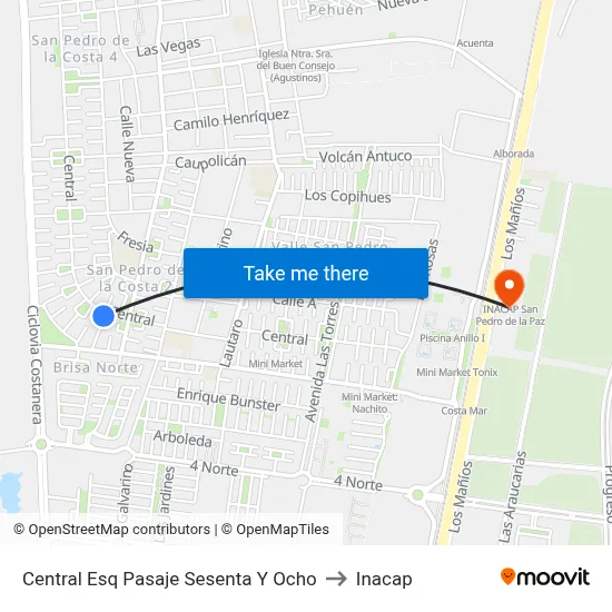 Central Esq Pasaje Sesenta Y Ocho to Inacap map