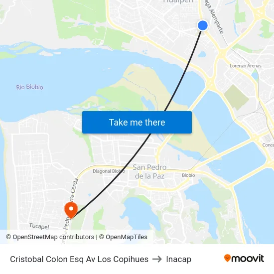 Cristobal Colon Esq Av Los Copihues to Inacap map