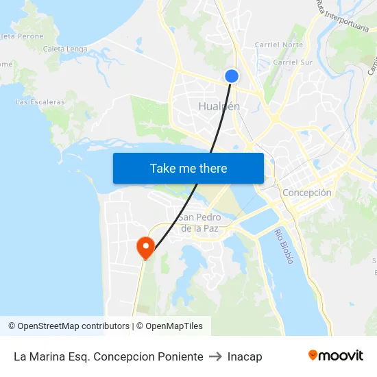 La Marina Esq. Concepcion Poniente to Inacap map