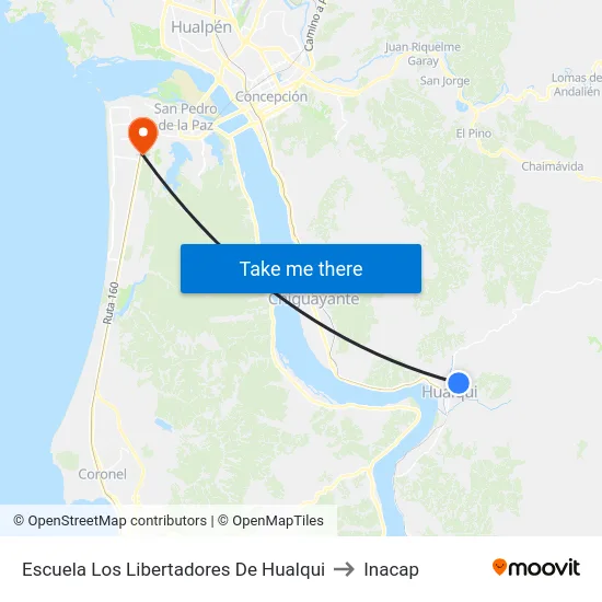 Escuela Los Libertadores De Hualqui to Inacap map