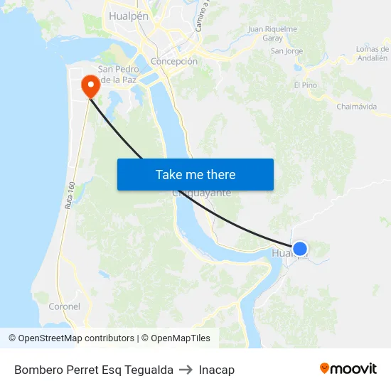 Bombero Perret Esq Tegualda to Inacap map