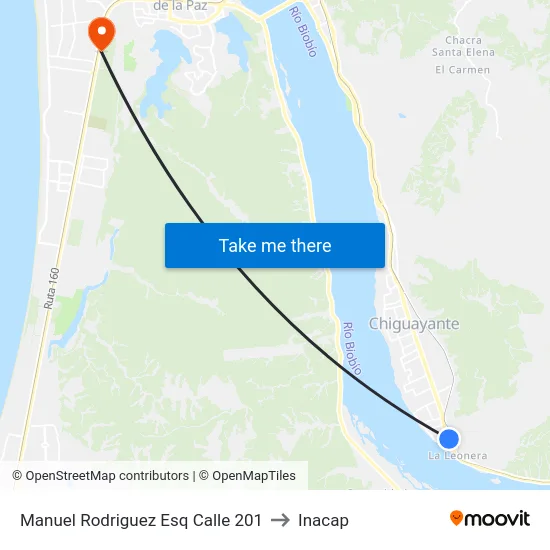 Manuel Rodriguez Esq Calle 201 to Inacap map