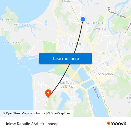 Jaime Repullo 866 to Inacap map