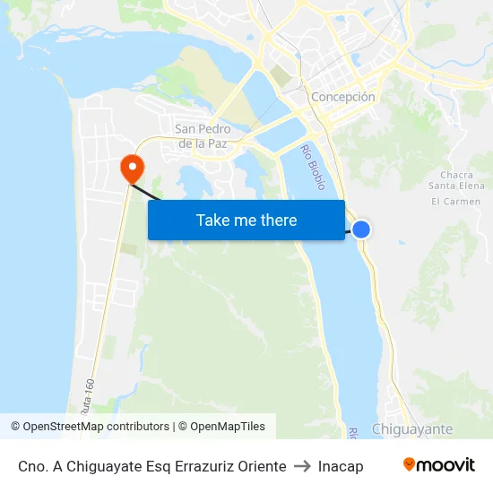 Cno. A Chiguayate Esq Errazuriz  Oriente to Inacap map