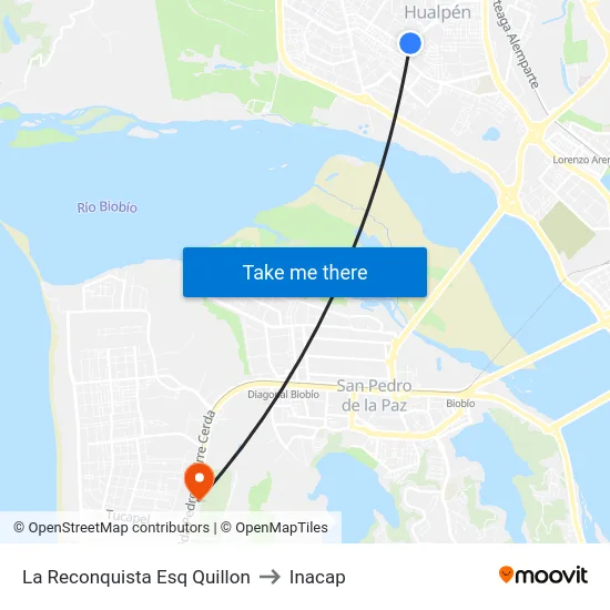 La Reconquista Esq Quillon to Inacap map