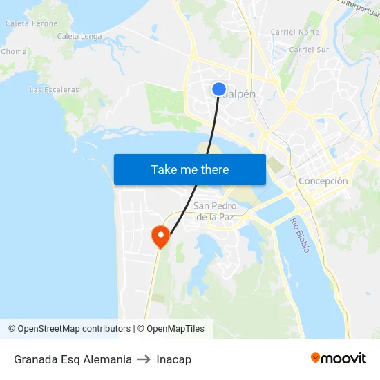 Granada Esq Alemania to Inacap map