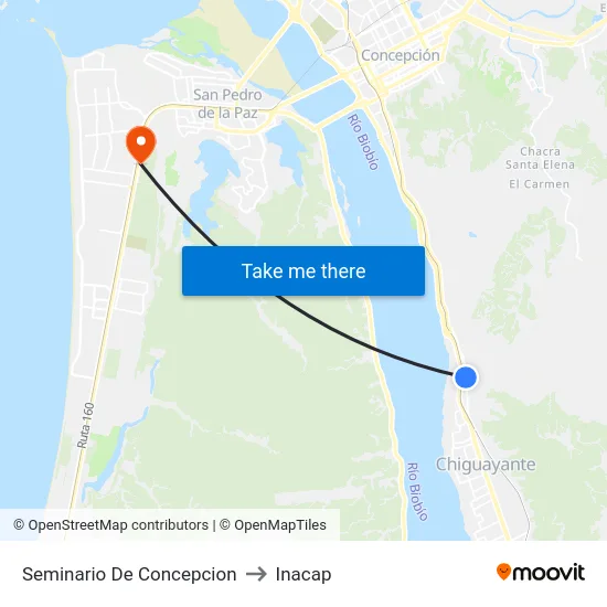 Seminario De Concepcion to Inacap map