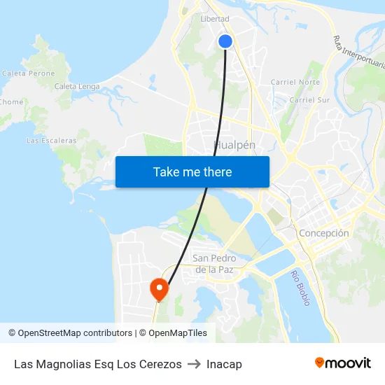 Las Magnolias Esq Los Cerezos to Inacap map