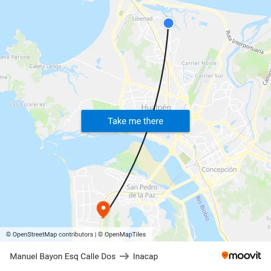 Manuel Bayon Esq Calle Dos to Inacap map
