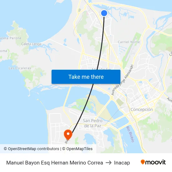Manuel Bayon Esq Hernan Merino Correa to Inacap map